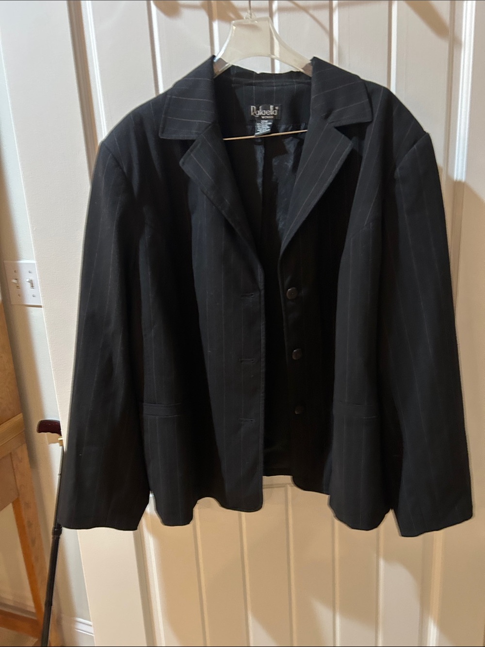 Rafaella Black Pinstripe Women's Blazer Jacket